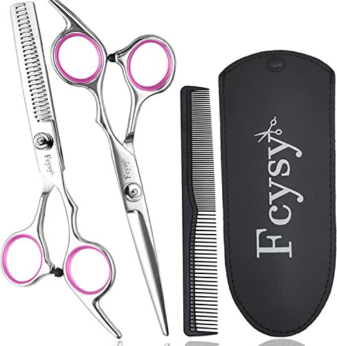 Hair Cutting Scissor Texturing Shears Set, Fcysy Hair Dressing Scissors and Comb Sets Salon Haircut Scissors Thinning Shears Professional Barber Supply Kit for Women Men Dog