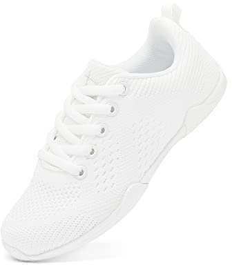 Danzcue Scarpe bianche di tifo della gioventù adulte, scarpe da cheerleading traspiranti leggere, scarpe da ginnastica atletiche da allenamento delle donne, bianco, 40.5 EU