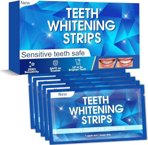 tiras blanqueadoras dientes blanqueador dental - 14 Sesiones blanqueamiento dental 28 Tiras blanqueador de dientes whitening strips blanqueadores dentales Fórmula no sensible Seguro para el Esmalte