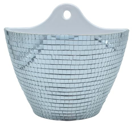 Chaies Disco-Kugel-Pflanzgefäß, Disco-Pflanzgefäß - Spiegel-Disco-Kugel-Wand-Hängepflanzer,Boho-Blumentöpfe, Disco-Kugel-Übertopf, Disco-Kugel-Blumentopf für den Innenbereich, Disco-Kugel-Vase