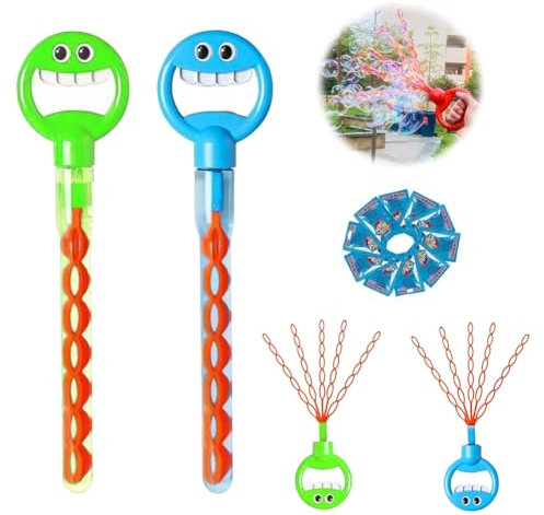 2 Stück 32 Loch Blasenstab mit Lächelndem Gesicht, Seifenblasenmaschine, Seifenblasen Klein, 5 In 1 32 Löcher Seifenblasen Kinder, Lächelndes Gesicht Bubble Stick, für Karneval, Junggesellenparty