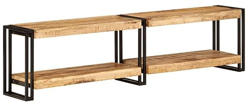 Homgoday TV-bänk i massivt trä med handtag 160 x 30 x 40 cm, TV-skåp vardagsrum matsal soffbord TV musikutrustning skåp under förvaring ställ möbler TV-möbler
