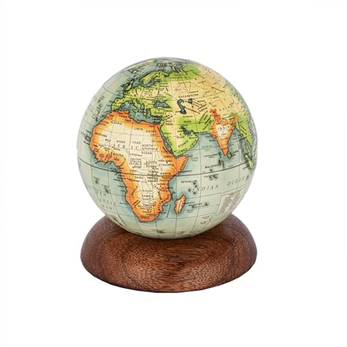 NKlaus Globe terrestre sur socle en bois, 12,5 x 10 cm, décoration rétro de style nautique 16103