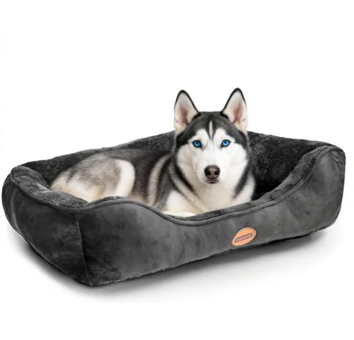 Nobleza Panier pour Chien et Chat de Petite et Moyenne Taille – Panier Anti-Dérapant avec Rembourrage Ultra-Doux, Lavable, Noir, 87x77 cm