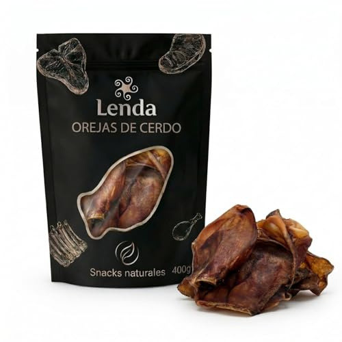 Lenda Orejas de Cerdo - Snacks Naturales para Perros Ricos en Colageno - Chuches Masticables Naturales para Perro - Premios y Golosinas para Salud Dental sin Adictivos ni Conservantes 400 g