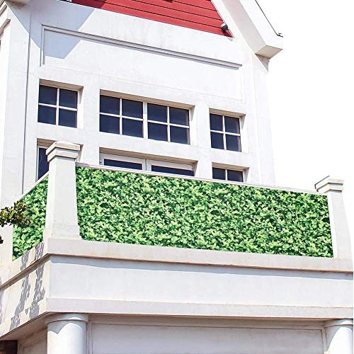 BAKAJI Telo Copertura Frangivista Frangivento per Ringhiera Protezione Balcone Dimensione 600 x 90 cm in Tessuto PVC Aggancio ad Occhielli Corda 24mt Inclusa (Edera)