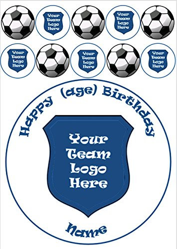Your team logo football club 7.5 inch cake topper with 1.5 inch cupcake toppers edible icing