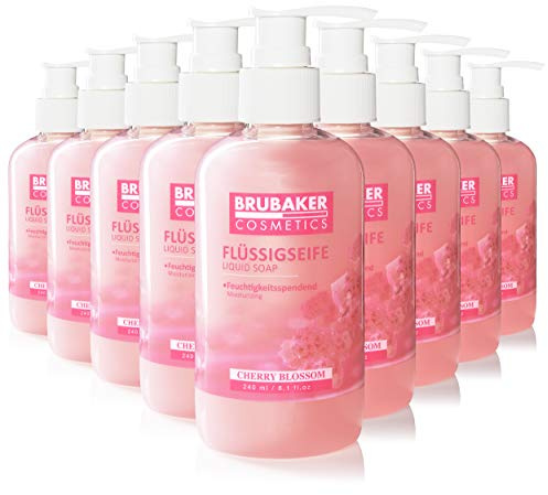 BRUBAKER Cosmetics 30er Pack Handwaschlotion Flüssigseife Kirschblüte - 30 x 240 ml im praktischen Spender - reinigt sanft und spendet Feuchtigkeit - für hygienisch saubere Hände