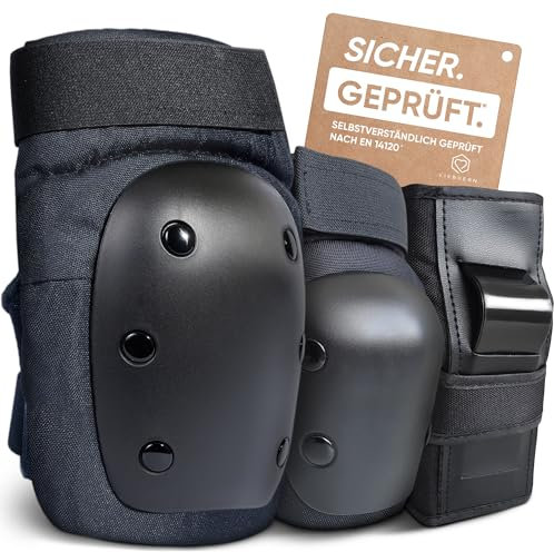 Liebkern Lot de protections de skate pour adultes et enfants [unisexe] – Idéal pour roller, skateboard, scooter – Genouillères pour adultes