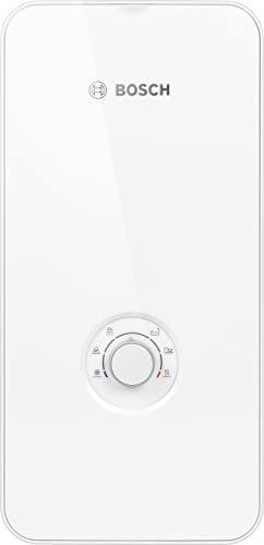 Bosch elektronisch geregelter Durchlauferhitzer Tronic Comfort AquaStop 21/24/27 kW - Umschaltbar, druckfest, stufenlose Temperaturwahl, moderne Glas-Optik, weiß [Energieklasse A]