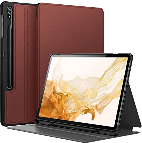 JETech Hülle für Samsung Galaxy Tab S8 Plus 2022 / S7 FE 2021 / S7 Plus 2020 12,4 Zoll mit S Pen Halter, Schlank Folio Ständer Tablet Schutzhülle, Multi-Winkel Ansehen (Burgunderrot)