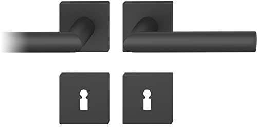 FSB Drückergarnitur 12 1076 ASL auf Rosette eckig BB, schwarz matt