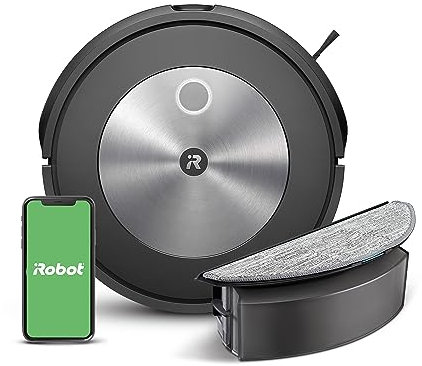 iRobot Roomba Combo j5 Robot Vacuum & Mop – Identifies and Avoids Obstacles Like Pet Waste & Cords, Clean by Room with Smart Mapping, Works with Alexa, Ideal for Pet Hair, Roomba Combo J5