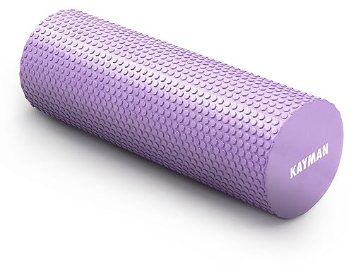 KAYMAN Sports Foam Roller Sports Recovery, Deep Tissue Muscle Tension Relief & Circulation Increase Portable & Lightweight Self Massager for Back, Legs, Gym, Pilates & Yoga EVA 44.5 x 15cm (Purple)