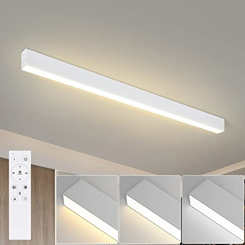 Glitzerlife Deckenlampe LED Deckenleuchte Wohnzimmer - 107CM Wohnzimmerlampe Lang Bürolampe Decke 32W Küchenlampe Modern Dimmbar mit Fernbedienung Büro Deckenbeleuchtung Panel für Küche Schlafzimmer