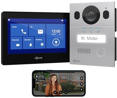 GOLIATH Basic Video Türsprechanlage, 2 Draht Bus, 7 Monitor, Unterputz Türklingel mit Kamera, Gegensprechanlage mit Türöffner und Klingel, 1 Familienhaus, Plug & Play, Smartphone App, AV-BLS-03U