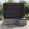 Homgoday Gartensofa mit Faltbares Dach Gartensofa 3 Sitzer Sofa Couch Balkonsofa Gartenmöbel Sonneninsel Lounge Gartenbank Gartenliege mit Fußhocker Loungemöbel Grau Poly Rattan
