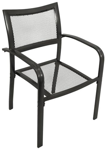 2X Stapelsessel Delphi, Aluminium + Aluminiumgeflecht, Farbe Graphit, stapelbar, wetterfest, Outdoor