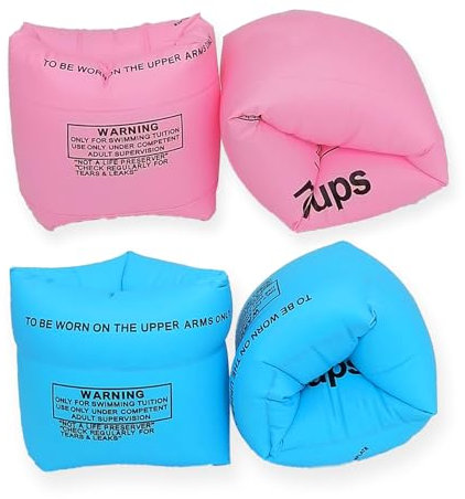 2 Pack Arm Floaties for Kids and Adults- Inflatable Floaties for Kids 6-12yrs, Blow up Water Wings for Toddlers, Swimming Arm Pool Floats for Children and Adults 30-150LBS(Blue and Pink)