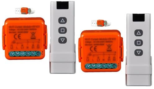 WiFi Roller Shutter Switch with RF Remote Controls and Receiver Module, Electric Roller Shutter Control for Curtains and Blinds, 433MHz, Timer Control Module, Smart Life Devices (2)