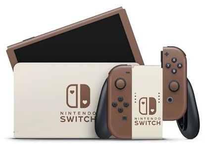 Skins4u Skin Sticker für Nintendo Switch OLED und Switch V1 Modelle, Aufkleber Sticker Folie Klebefolie für Nintendo Switch Konsole und JoyCons (Cappuccino, Switch V1 (ohne OLED))