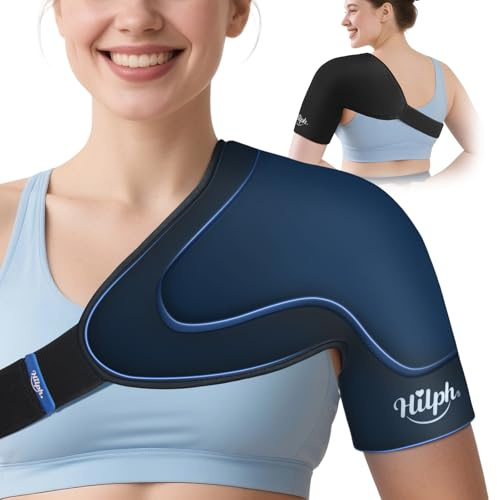 Hilph Shoulder Ice Pack Wrap Rotator Cuff Cold Therapy, Double-Layer Gel Ice Pack for Shoulder Injuries, Bursitis, Post-Surgery Recovery – Adjustable Cold Compression Wrap (S/M)