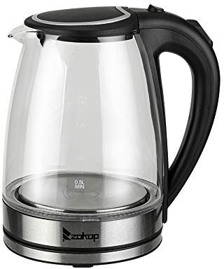 Bonnlo Glas Wasserkocher mit 1.8 Liter, Blaue LED, 2200 Watt, 360° Drehbar, Kettle aus Borosilikatglas, BPA-frei