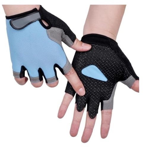GIJMZY Fitness Handschuhe Atmungsaktive Fitnesshandschuhe mit Silikon-Handfläche und Hohlkreuz, Gymnastikhandschuhe, Gewichtheben, Workout, Hantel, Sporthandschuhe, Fahrradzubehör(03 Blue,L)