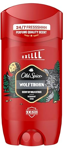 Old Spice Wolfthorn - Deodorante stick da uomo, 85 ml, 24/7, per uso quotidiano, profumo di lunga durata, protezione dagli odori, 0% sali di alluminio, invisibile su bianco e nero