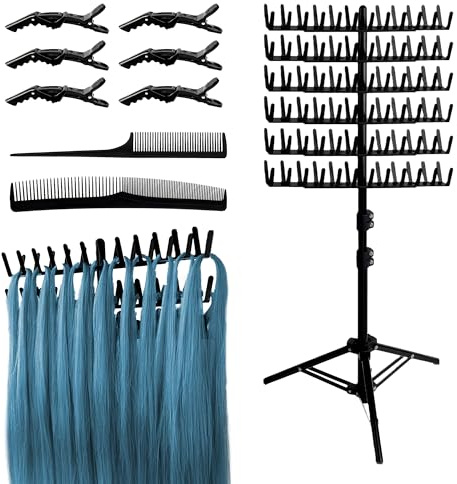 Braiding Hair Rack,Braiding Racks,Hair Extension Holder with 144 Pegs,Adjustable Braiding Hairs Stand for Hair Braiding Rack with Stylist Hair Braiding Tools for Salon Home Use