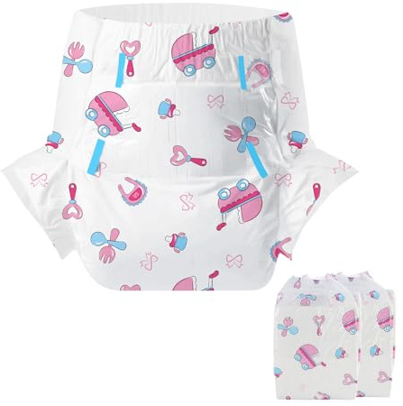 CutiePlusU Disposable Printed Nappies Diaper Sample 2 Count for Men Women L