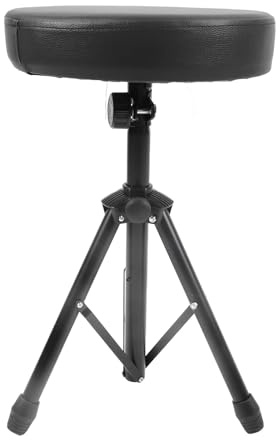 Drumtrone Tabouret de batterie rembourré rotatif pliable réglable en hauteur stable à trois pieds professionnel durable multifonction ensemble d'accessoires pour percussion, piano, clavier, studio