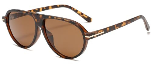 Long Keeper Lunettes de Soleil Pilote Rétro pour Femmes Hommes Lunettes de Soleil Ovales Vintage des Années 70 Lunettes de Conduite à Dessus Plat à la Mode Protection UV400