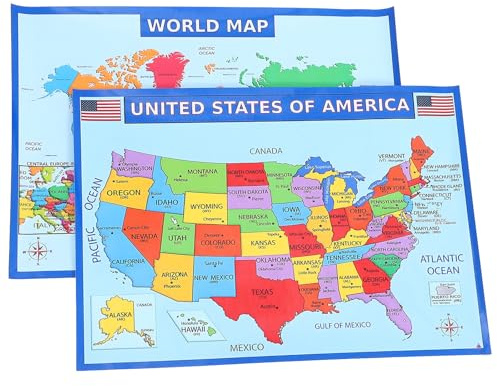 TEMPNAP Mappa del Mondo per Apprendimento su Carta UV Resistente, Poster Geografico Semplice e Generoso per Camera Ragazzi e Studio Domestico
