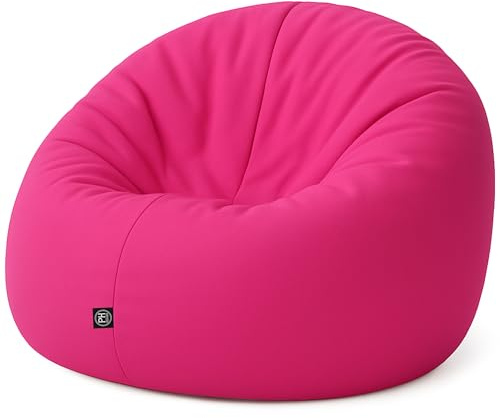 PATCH HOME 2-i-1-funktion sittsäck fåtölj, saccosäck gaming med dragkedja, redan fylld – Ø 125 cm – rosa