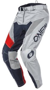 O'NEAL | Motocross-Hose | MTB Enduro MX | Extrem langlebiges & leichtes Design Schutz, Bündchenlose Hosenbeine | Airwear Pants Freez | Erwachsene | Grau Blau Rot | Größe 30/46