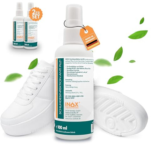 INOX® - Schuh Desinfektionsspray 2x100ml | Schuhspray gegen Geruch & Bakterien | schnelle & wirksame Schuhdesinfektion | Schütz vor Fußpilz | Geruchsentferner für Schuhe