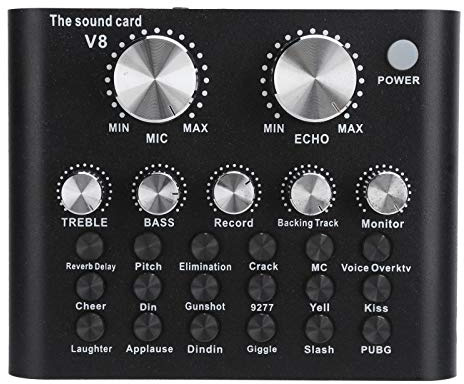 Scheda audio USB professionale esterna per PC per streaming live, adattatore audio Hi-Fi con funzione Bluetooth, 7 metodi di connessione effetti sonori multipli