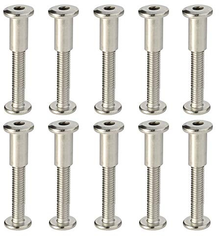Screw Post Fit for 5/16 (8mm) Hole Dia, Male M6 x 45mm Belt Buckle Binding Bolts Furniture Screws, 304 Stainless Steel 18-8, 10 Sets