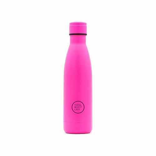 Cool Bottles Thermosflasche - 500 ml - Neon Pink - Wasserflasche aus Edelstahl - Kalte Getränke 36 Stunden und Heiße Getränke 18 Stunden - Neonfarbene Oberfläche - BPA Frei