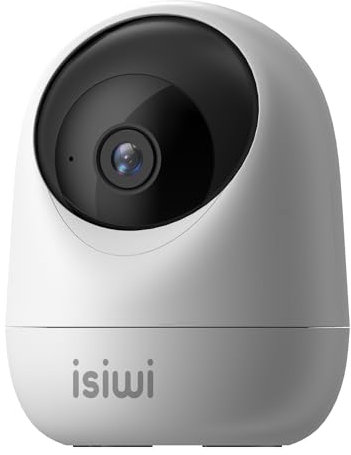 ISIWI Orb Caméra WiFi IP 2MP Interne PT motorisée Surveillance Domestique, panoramique 355°, détection de mouvements et de Sons, Audio bidirectionnel, Moniteur de bébé, Vision Nocturne