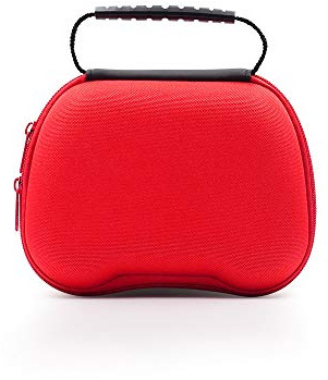 Gamepad förvaringsfodral resväska med nätficka, kontroll hårt skal handväska skyddshållare för PS5/PS4/S_witch Pro, 18 x 15 x 8 cm (röd)