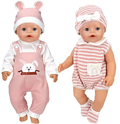 ebuddy 2 Sets Baby Puppe Kleidung und Zubehör für 43cm / 17 Zoll Neugeborene Babypuppen (Keine Puppe)