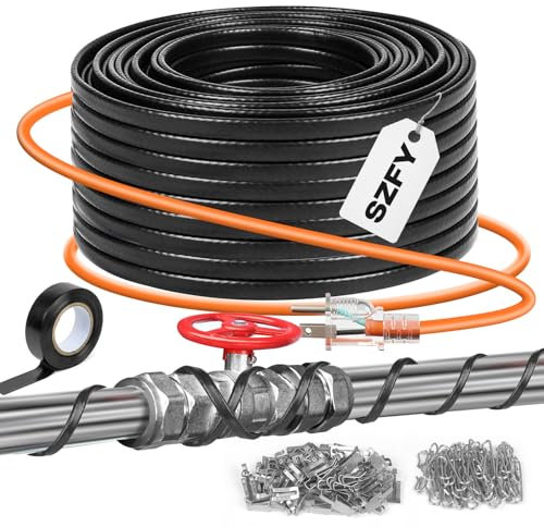 3FT~200FT Heat Tape for Water Pipes, -40°F Deicing Cable,Pipe Heat Cables for Roof,Gutter，Farm，Freeze Protetion Heating Wires, Heated Water Hose,Plumbing Fixtures,120V 5W/FT (24FT)