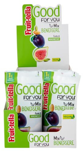 Fruittella Good For You Mix Benessere, Snack di Semi, Frutta Secca e Disidratata, Vegan, Fonte di Magnesio, Senza Glutine, Confezione da 20 Bustine Monoporzione, da portare sempre con Te