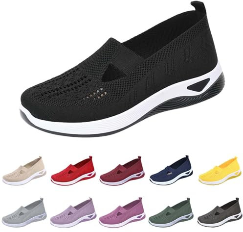 Gyaimxfu Zapatos Ortopédicos para Mujer con Malla Zapatillas Sin Cordones para Mujer Sin Manos Antideslizantes para Caminar Zapatillas Ortopédicas de Plataforma Ligeras Cómodas