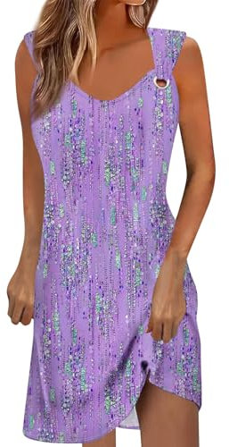Robe Été Mi Longue pour Femme - Robe De Plage Grande Taille 48 - Légère - Rouge Rose Violet - Taille M