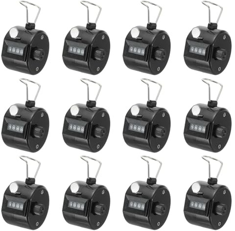 PATIKIL Compteur Clics, 12 Pièces 4 Chiffres Compteur Clics Manuel Mécanique Portable pour Coaching Tricot, Golf, Tours, Pêche, Noir