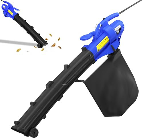 Soplador de hojas 3500 - Aspiradora eléctrica de jardín y trituradora - Tubos telescópicos, velocidades ajustables - Herramienta de limpieza 3 en 1 para el cuidado del césped - Ideal para astillas de