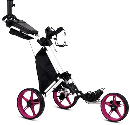 tour made RT-140 Push Golf Trolley klappbar I Golftrolley 3 Rad I Sehr robust - Zuladung bis 25kg I inkl. Kühltasche I Deutsche Markenqualität I viel Zubehör inklusive